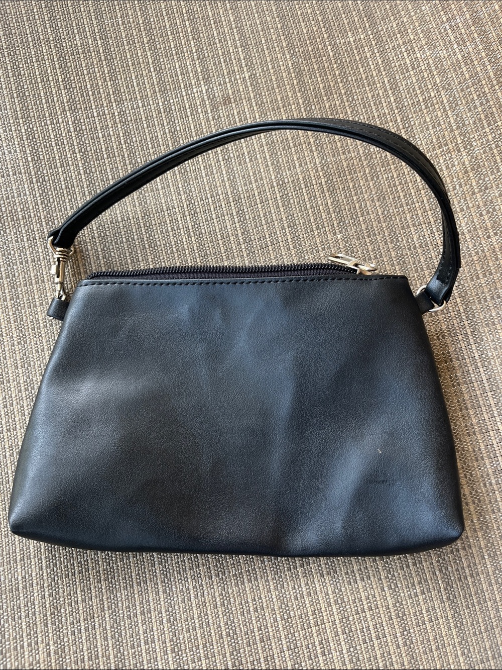 Classic Black Leather Wristlet Handbag